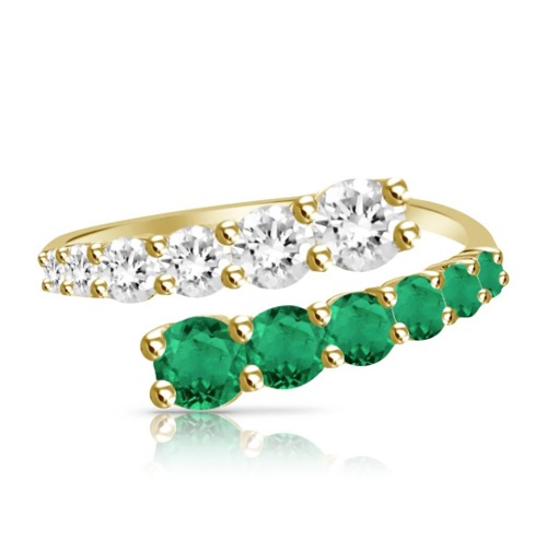 Diamond and Green Emerald Wrap Ring